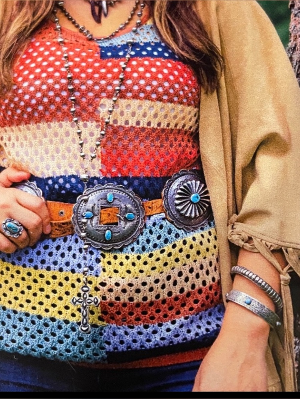 Tash Polizzi Colorful Patchwork crochet Tank Top, (no liner)